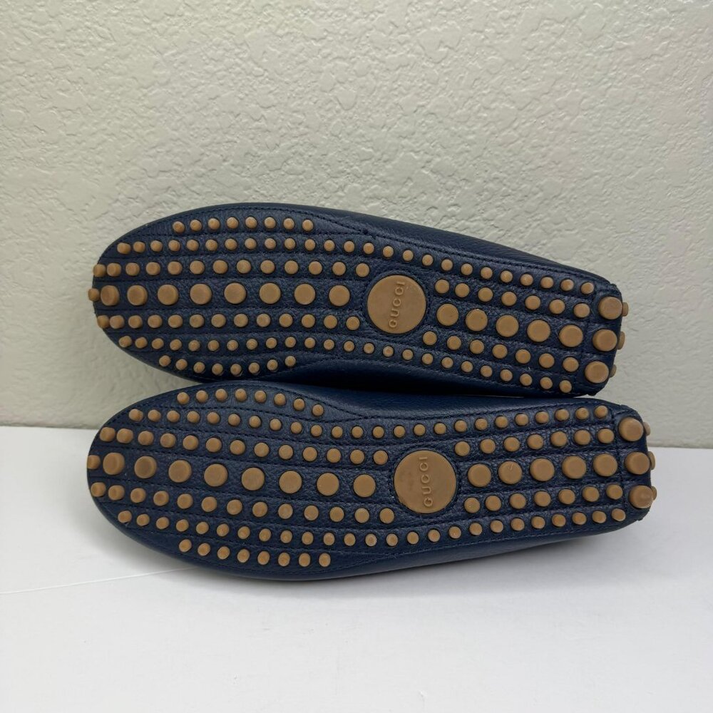 Mens Navy Blue Leather Gucci Web U.S. Size 9 - Picture 2 of 11